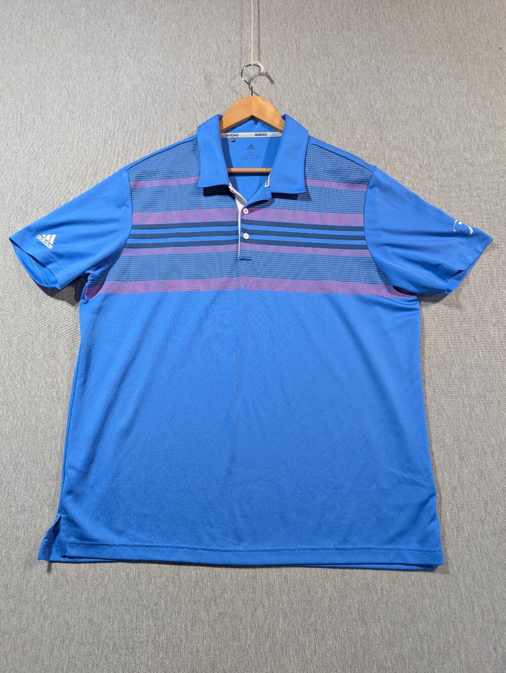 Adidas Golf Polo Shirt Men's XL Blue Red Stripes